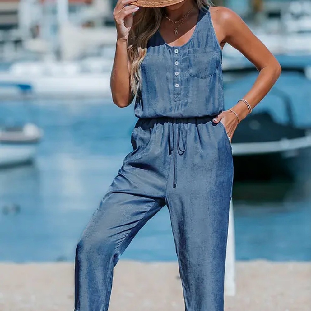 Blue Sleeveless Jumpsuit NEW